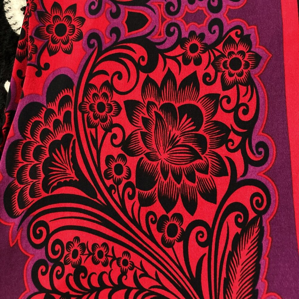 STYLE & CO. Red purple black dark floral stretchy tunic top MEDIUM LARGE shirt - Picture 3 of 13
